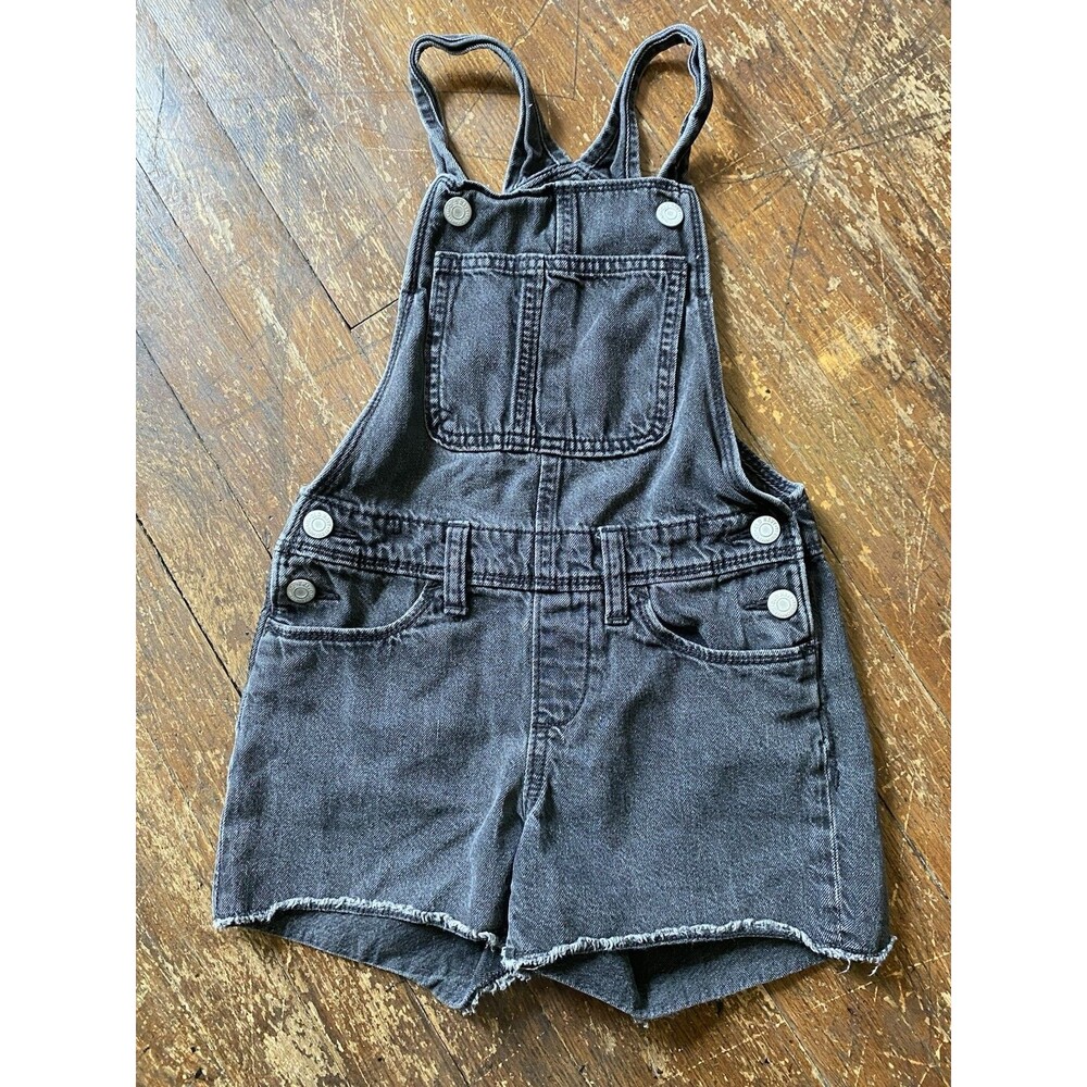Old Navy Black Denim Frayed Hem Jean Overalls Black Girls Size M(8)